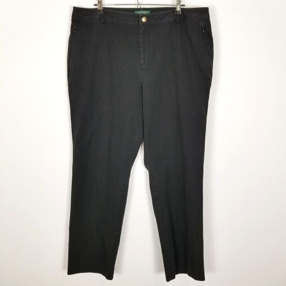 Lauren Ralph Lauren Women‎ Plus Chino Pants Size 18W Black ankle Casual Office